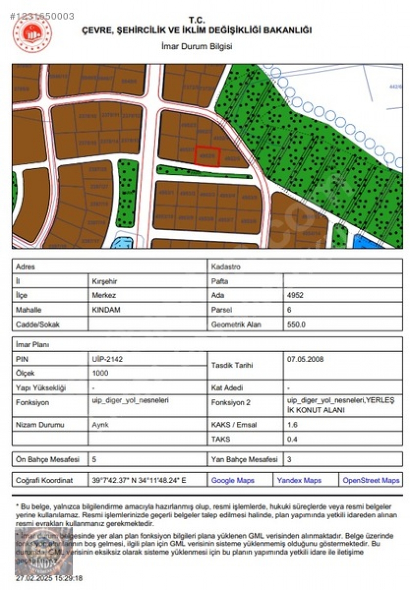 KINDAM KONUT PROJESNE UYGUN TEMZ ARSA